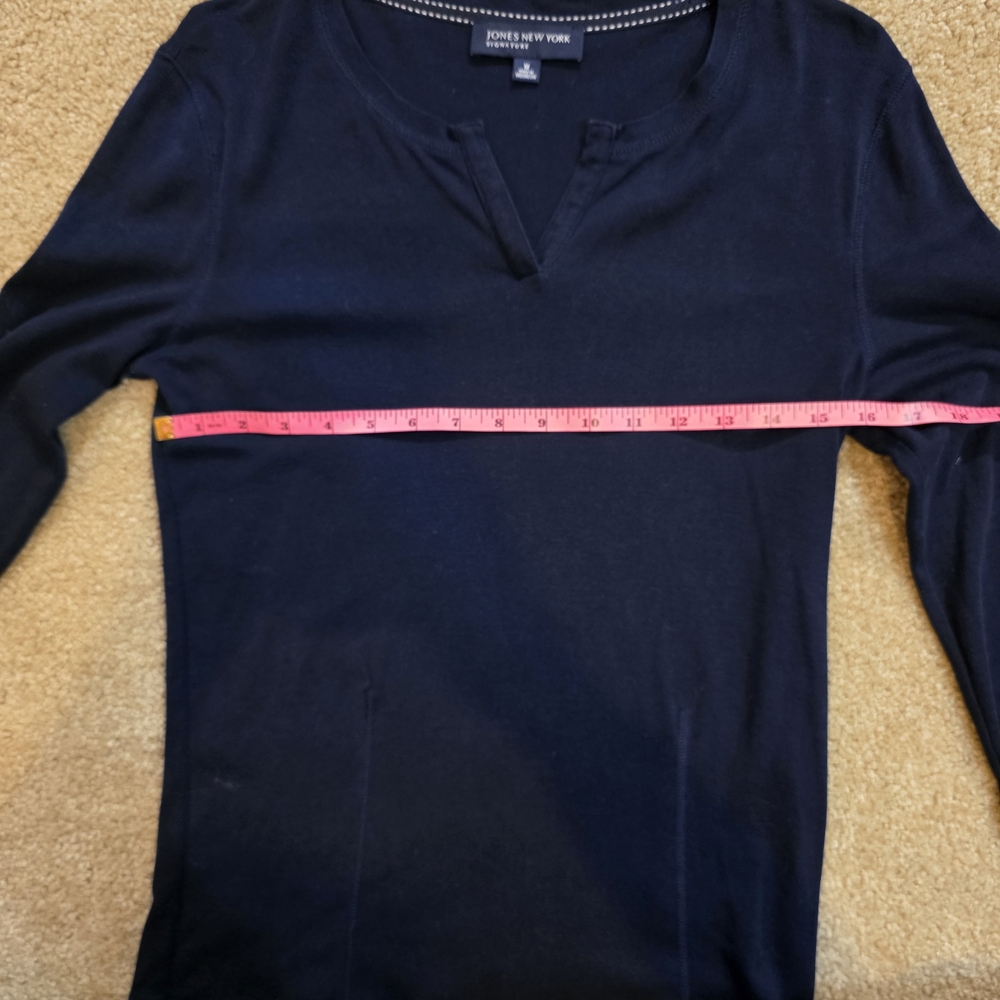 Jones New York Navy Long‎ Sleeve Top Sz Med - Picture 6 of 6